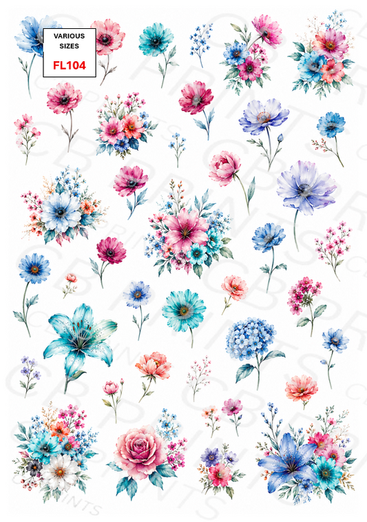 Floral Decoupage Print FL104 | Mulberry Paper