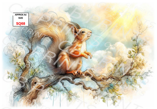Squirrel Decoupage Print SQ68 | Mulberry Paper