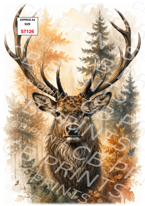Stag Decoupage Print ST126 | Mulberry Paper