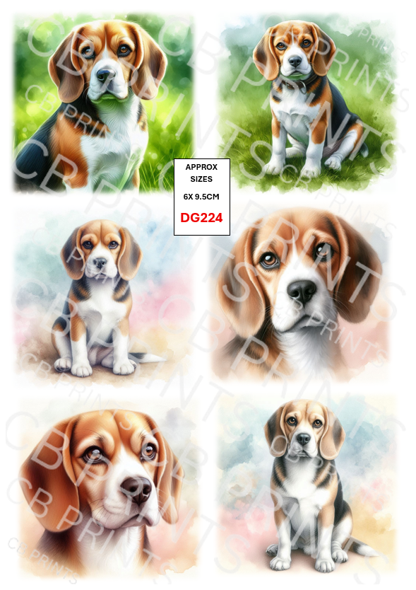 Beagle Dog Decoupage Print DG224 | Mulberry Paper