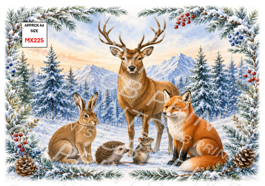 Mixed Animal Decoupage Print MX225 | Mulberry Paper