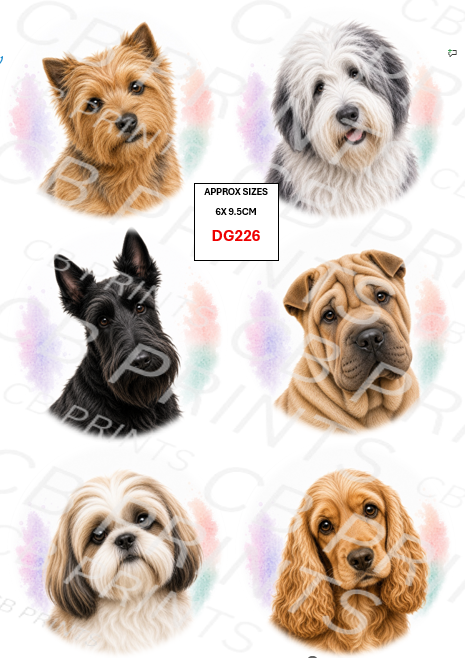 Mixed dog Decoupage Print DG226 | Mulberry Paper