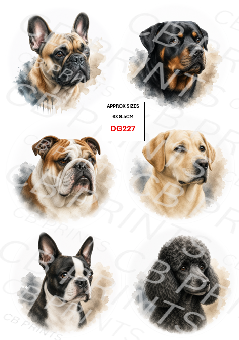 Mixed dog Decoupage Print DG227 | Mulberry Paper