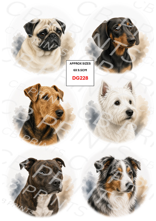Mixed dog Decoupage Print DG228 | Mulberry Paper