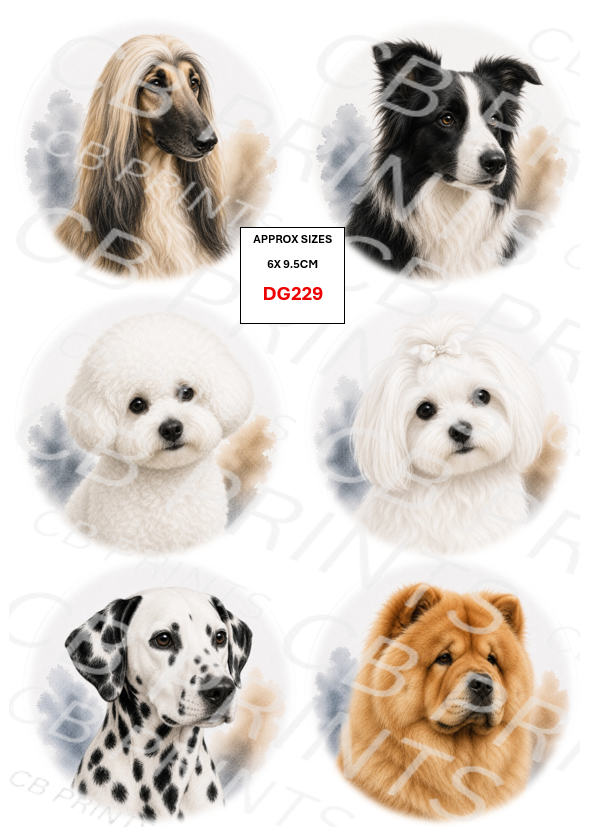 Mixed dog Decoupage Print DG229 | Mulberry Paper