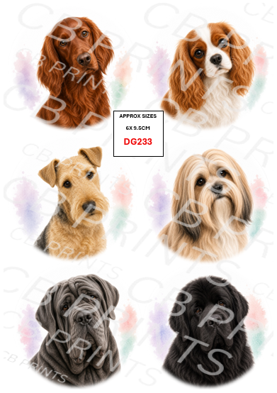 Mixed dog Decoupage Print DG233 | Mulberry Paper