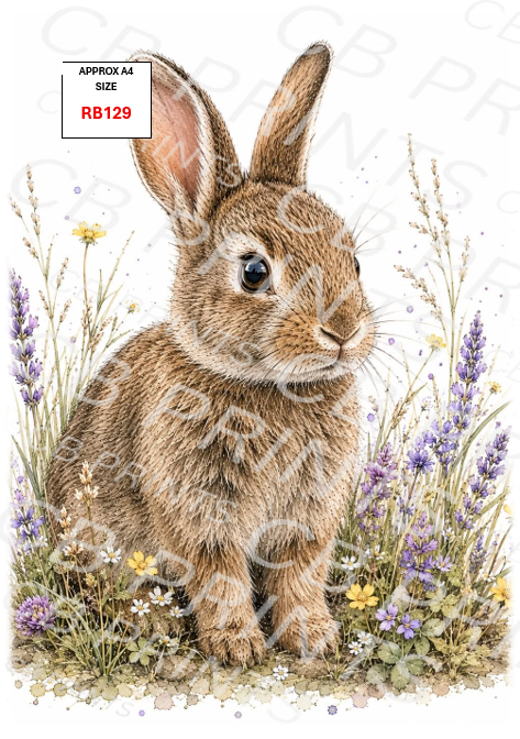Rabbit Decoupage Print RB129 | Mulberry Paper