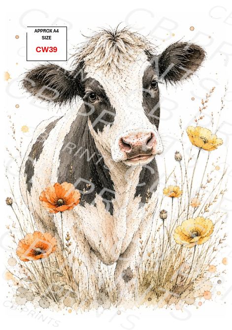 Cow Decoupage Print CW39 | Mulberry Paper