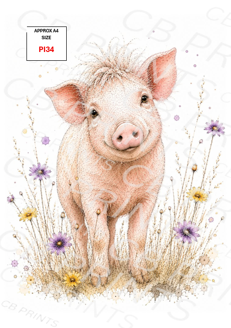 Pig Decoupage Print PI34 | Mulberry Paper