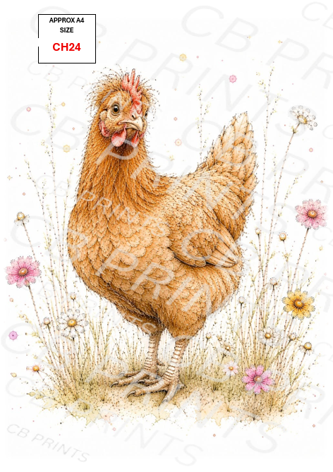 Chicken Decoupage Print CH24 | Mulberry Paper