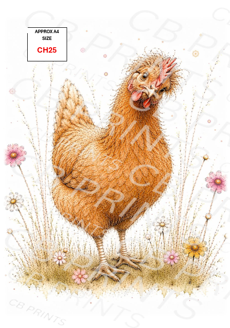 Chicken Decoupage Print CH25 | Mulberry Paper
