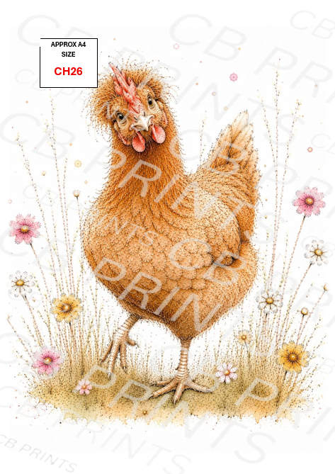 Chicken Decoupage Print CH26 | Mulberry Paper