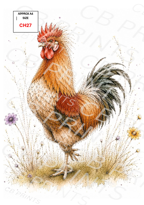 Chicken Decoupage Print CH27 | Mulberry Paper