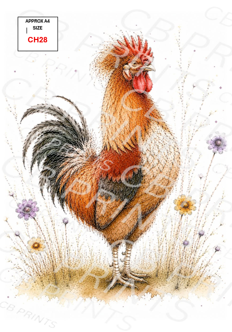 Chicken Decoupage Print CH28 | Mulberry Paper