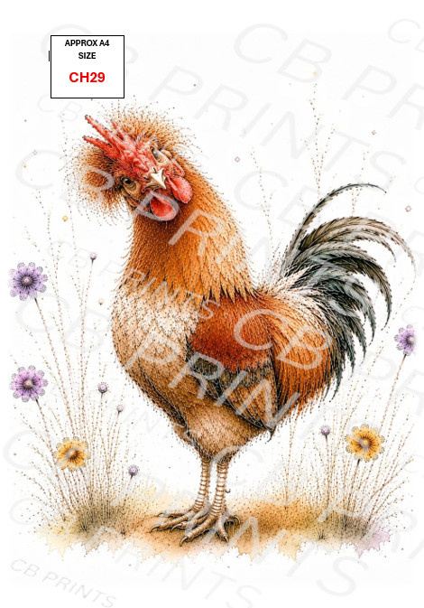 Chicken Decoupage Print CH29 | Mulberry Paper