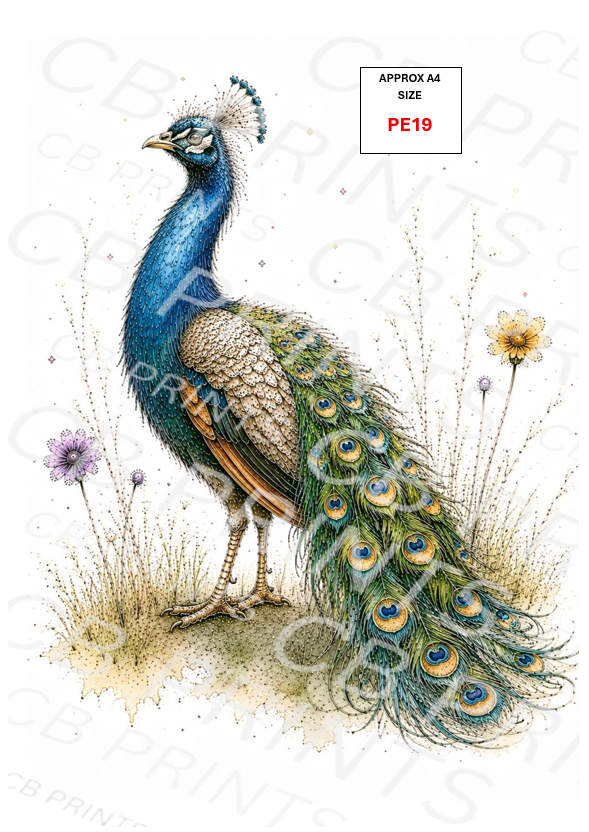 Peacock Decoupage Paper Print PE19 – Mulberry Paper