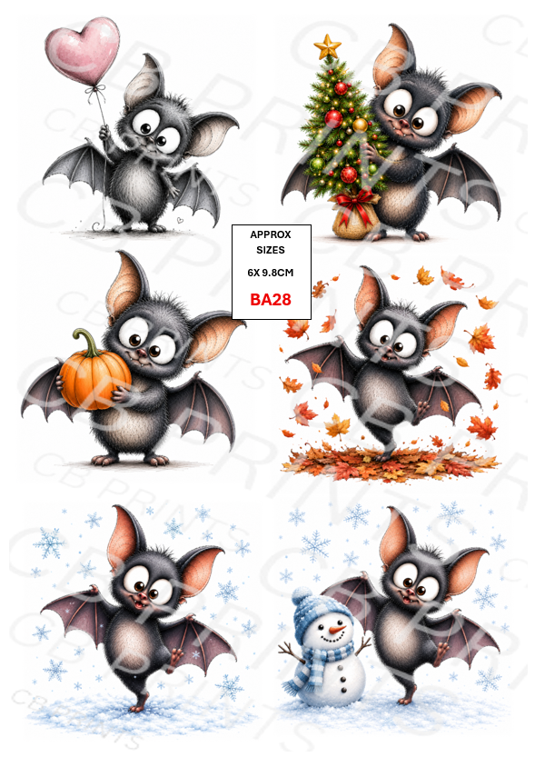 Bat Decoupage Print BA28 | Mulberry Paper