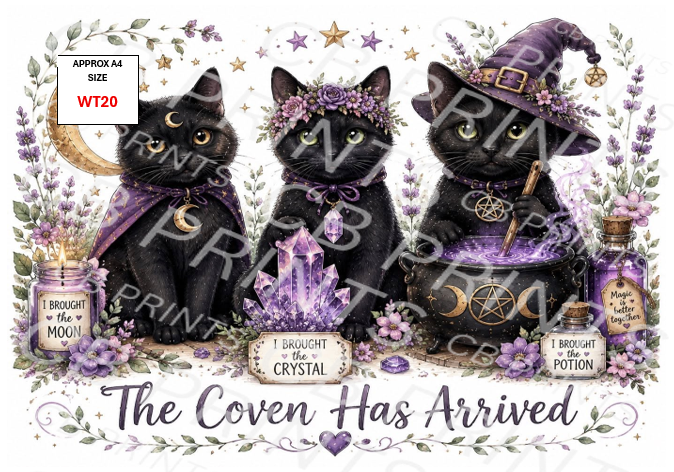 Witches Cats Decoupage Paper WT20 – Mulberry Paper Print