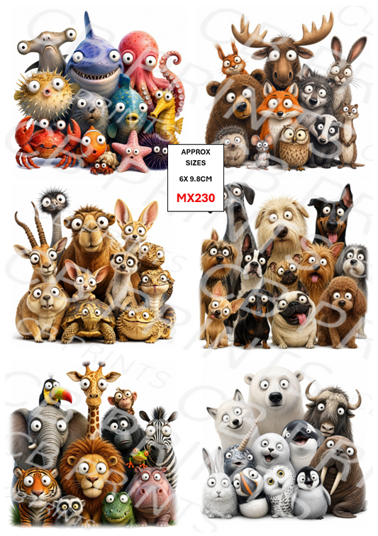 Mixed Animal Decoupage Print MX230 | Mulberry Paper
