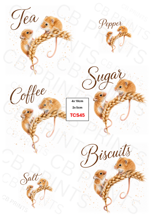 Mouse Tea, Coffee, Sugar Decoupage Paper TCS45 – Mulberry Paper Print