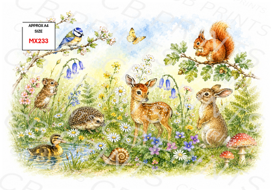 Mixed Animal Decoupage Print MX233 | Mulberry Paper