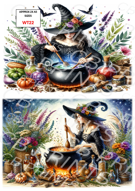 Witch Decoupage Paper Print WT22 – Mulberry Paper