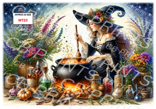 Witch Decoupage Paper Print WT23 – Mulberry Paper