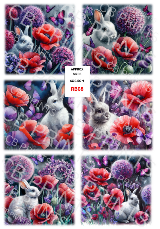 Rabbit Decoupage Print RB68 | Mulberry Paper