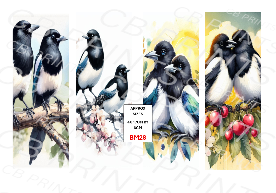 Magpie Bookmark Decoupage Paper Print BM28 – Mulberry Paper