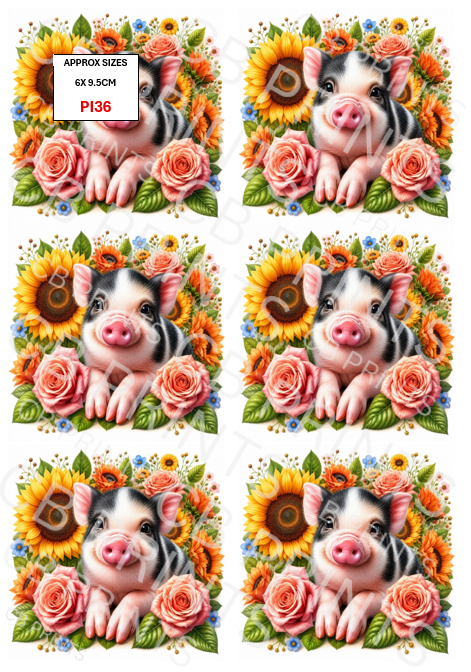 Pig Decoupage Print PI36 | Mulberry Paper