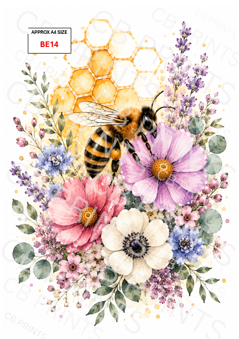 Bee Decoupage Print BE14 | Mulberry Paper