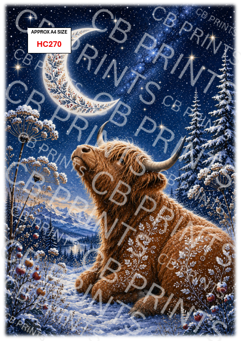 Highland Cow Decoupage Print HC270 | Mulberry Paper