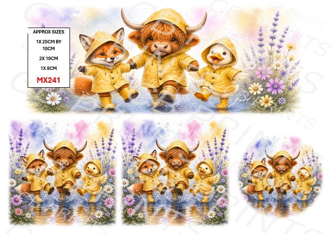Highland cow, fox and duck Decoupage Print MX241 | Mulberry Paper