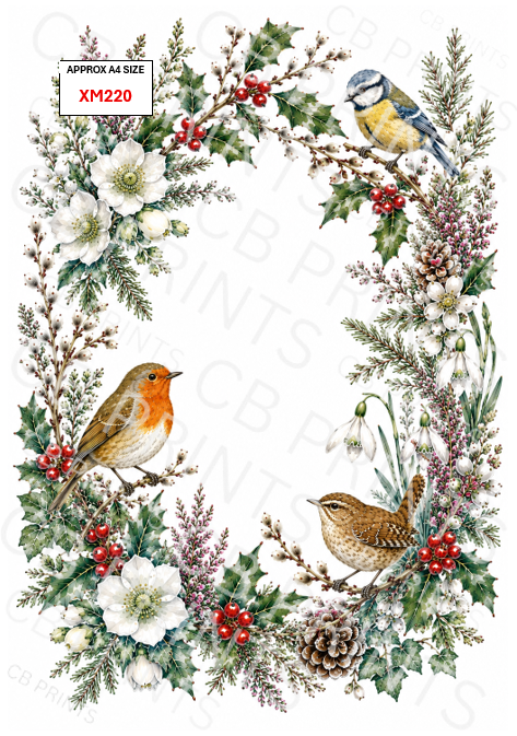 Christmas Bird Decoupage Paper XM220 – Mulberry Paper Print