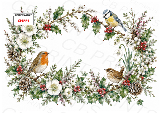Christmas Bird Decoupage Paper XM221 – Mulberry Paper Print
