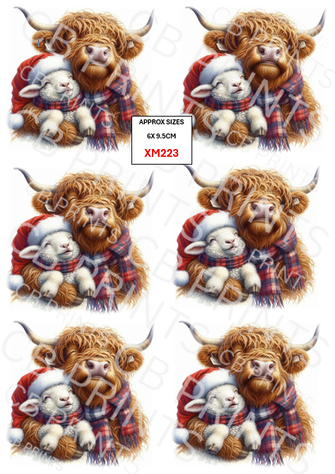 Christmas Highland Cow and Sheep Decoupage Paper XM223 – Mulberry Paper Print