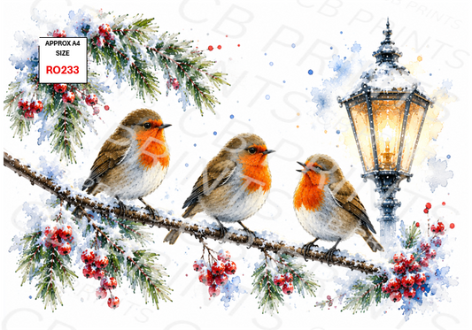Winter Robin Decoupage Paper RO233 – Mulberry Paper Print