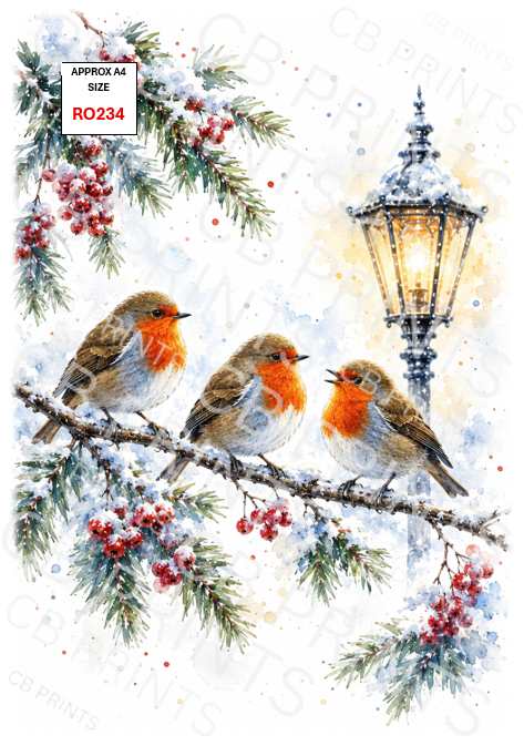 Winter Robin Decoupage Paper RO234 – Mulberry Paper Print