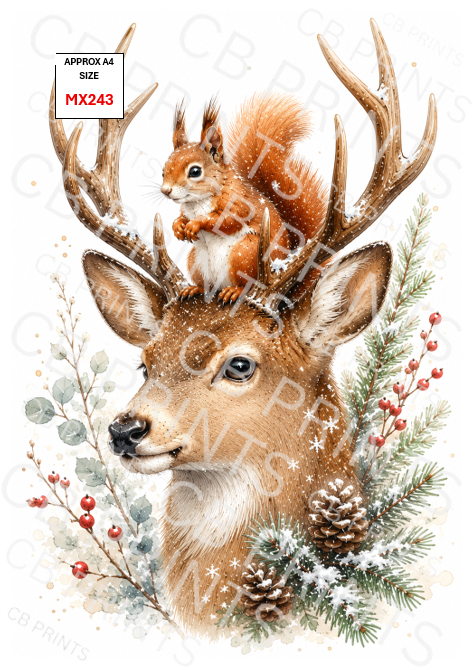 Stag and Squirrel Decoupage Paper MX243 – Mulberry Paper Print