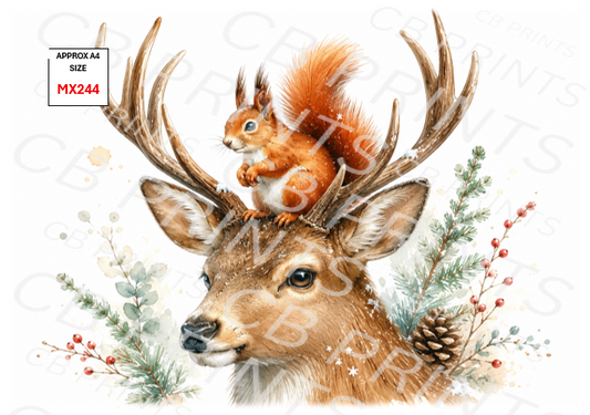 Stag and Squirrel Decoupage Paper MX244 – Mulberry Paper Print