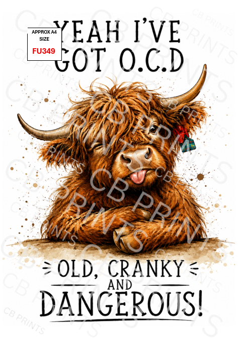 Funny Highland cow Decoupage Print FU349 | Mulberry Paper