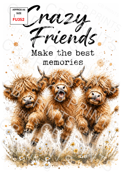 Funny Highland cow Decoupage Print FU352 | Mulberry Paper