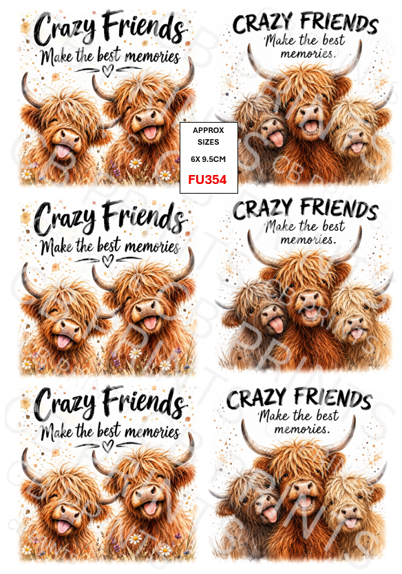 Funny Highland cow Decoupage Print FU354 | Mulberry Paper