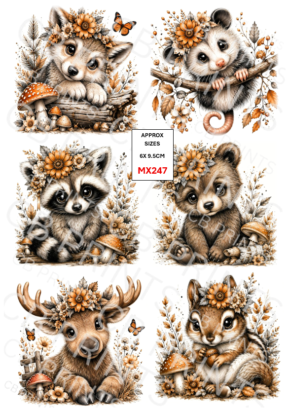 Mixed Animal Decoupage Print MX247 | Mulberry Paper