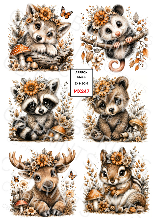 Mixed Animal Decoupage Print MX247 | Mulberry Paper