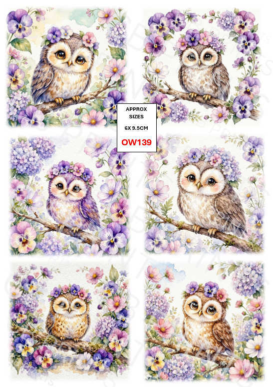 Owl Decoupage Paper Print OW139 – Mulberry Paper