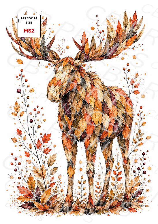 Moose Decoupage Print MS2 | Mulberry Paper