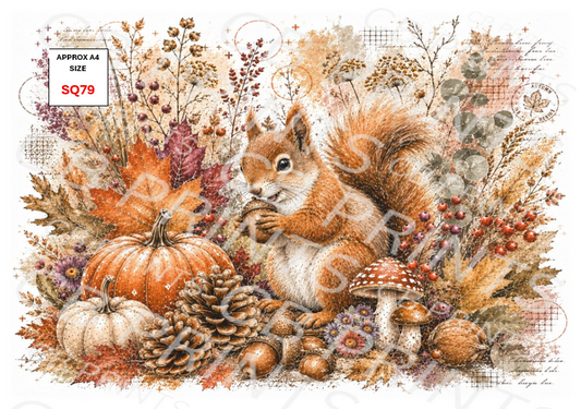 Squirrel Decoupage Print SQ79 | Mulberry Paper
