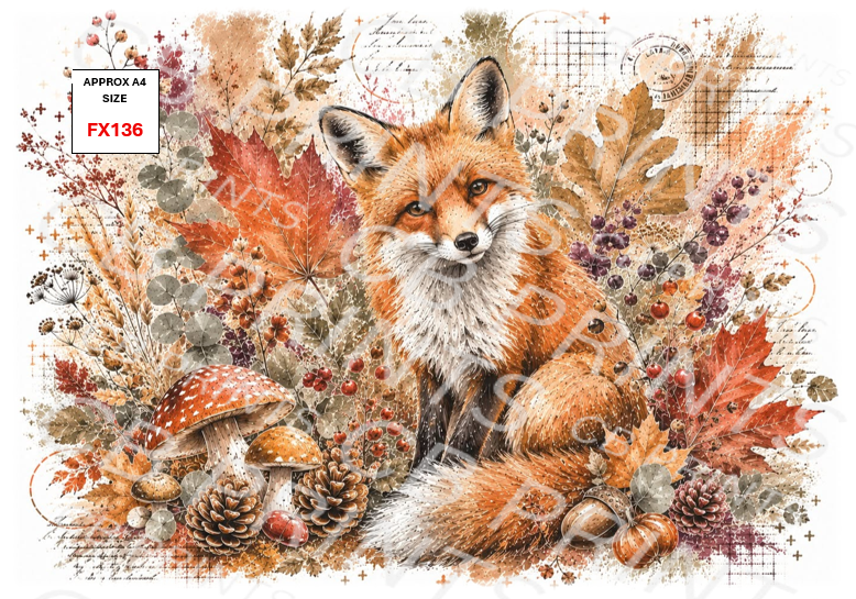Fox Decoupage Print FX136 | Mulberry Paper