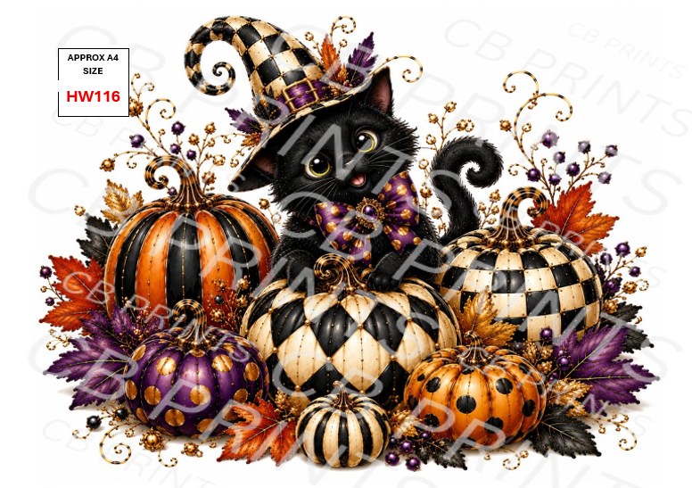 Halloween Cat Decoupage Paper HW116 – Mulberry Paper Print